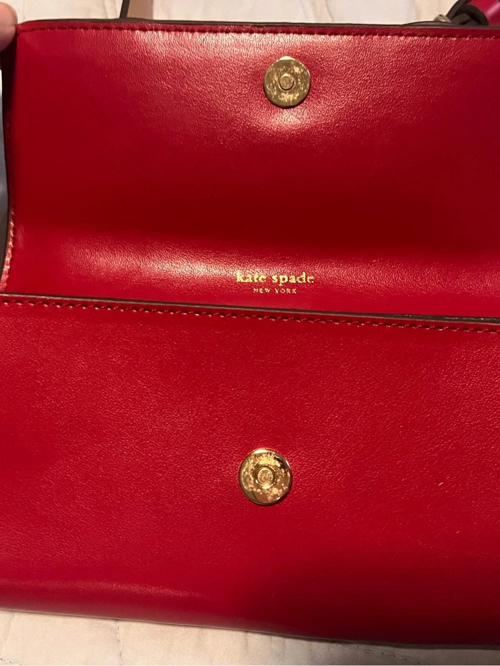 kate spade Red Leather Bow-Front Belt Bag with Gold Spade Accent